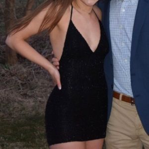 Oh Polly - Black beaded mini dress